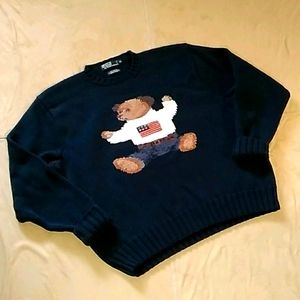 ⭐flaws Polo Ralph Lauren bear navy sweater